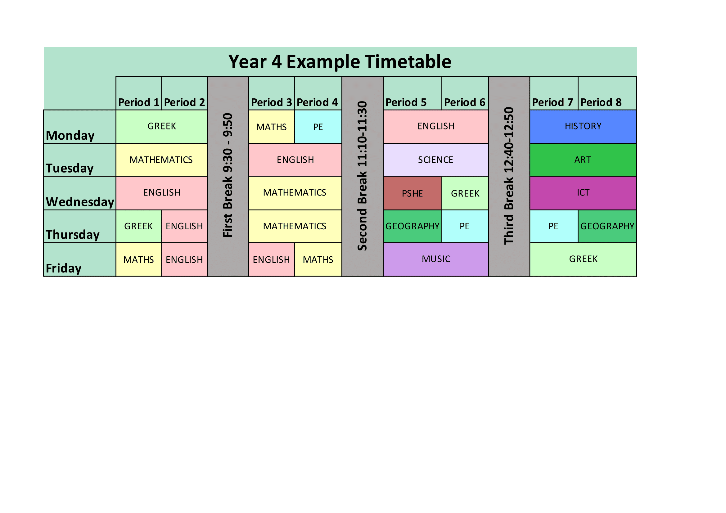 Aspire Private British School Paphos Cyprus - Website Example Timetables Pri 09 1